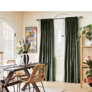 2 panels 54”x84”Velvet
Macrame Trim Window Curtain Panel Teal Opalhouse Jungalow